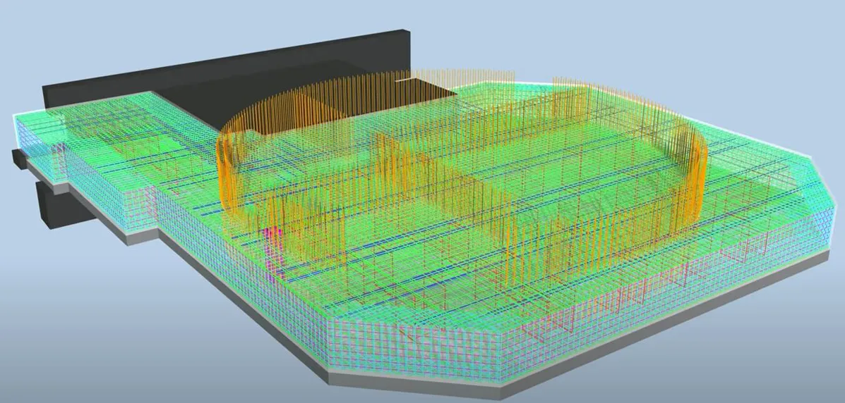 Placement of silo foundation reinforcement in Allplan